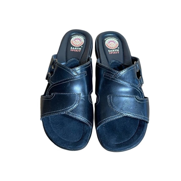 NEW! Earth Spirit womens Melissa sandal. Black Leather. Size 9 - Picture 2 of 5